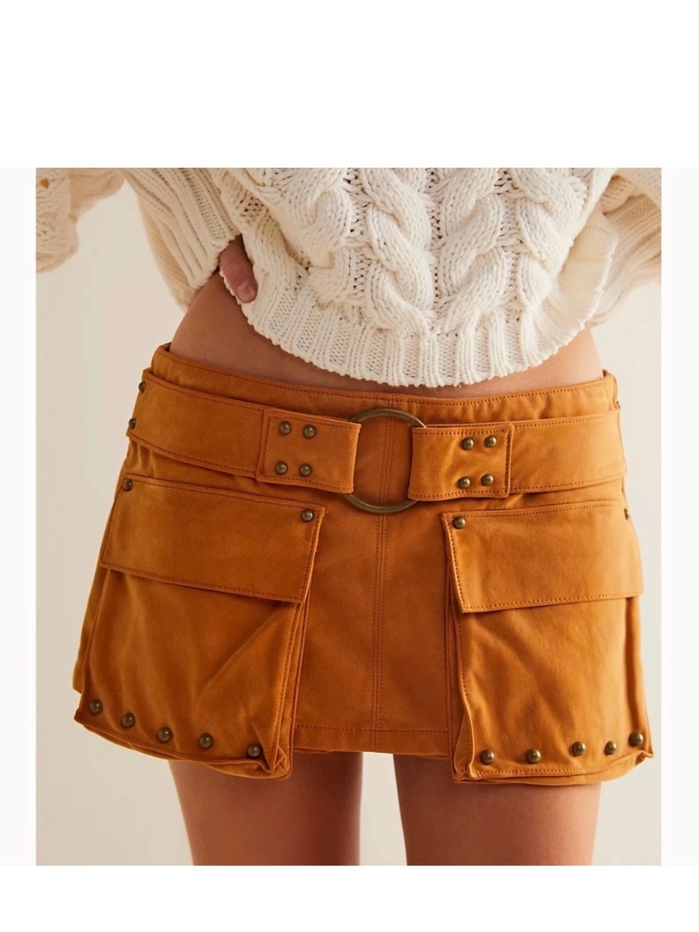 We The Free Micro Mini Suede Cargo Skort